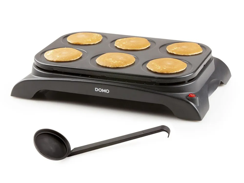 Domo Crêpesmaker, 1000 W, Ø 11.5 cm, 6 süße salzige Pancake Pfannkuchen selber machen Crepes-Eisen Creperie