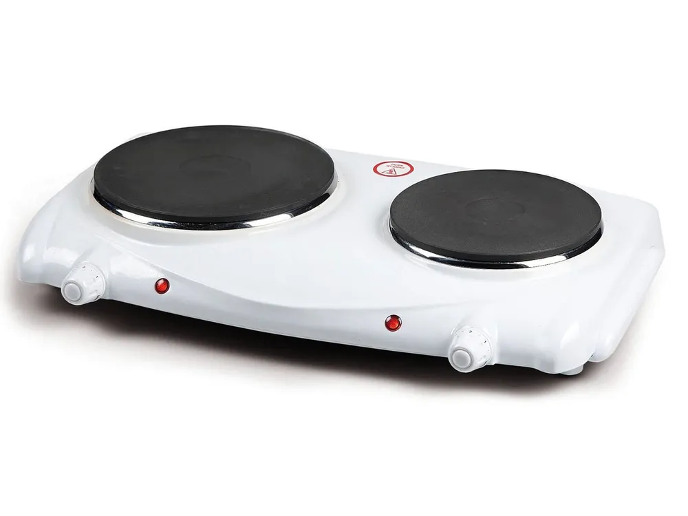 Domo Doppelkochplatte, Mobiles elektrisches 2er Platten autarkes Kochfeld 15,5/18,5cm Camping