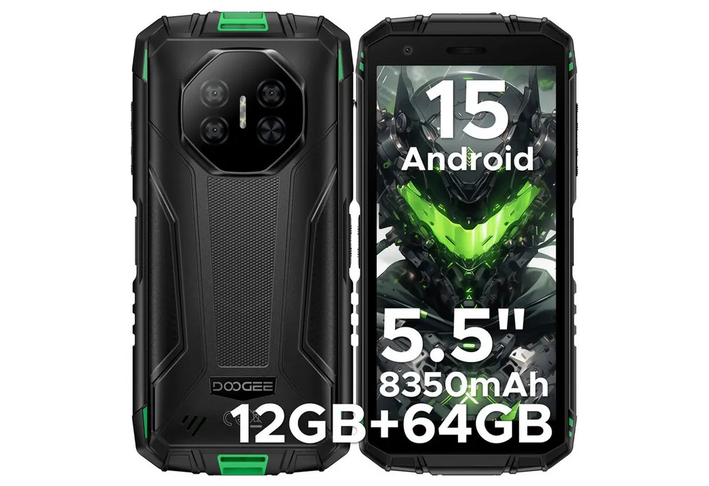 DOOGEE DOOGEE Fire 3 handy Ohne Vertrag 8350mAh 12GB+64GB 5,5" Android 15 Smartphone (5.5 Zoll, 64 GB Speicherplatz, 13 MP Kamera, 5.5" IP68 Baustellenhandy, 13MP Kamera, NFC, Face ID, Octa Core)