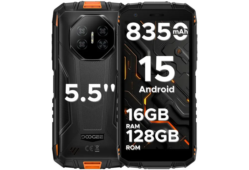 DOOGEE Doogee Fire 3 Pro Outdoor Handy 8350mAh 5.5'' 16+128GB Smartphone (14 cm/5.45 Zoll, 128 GB Speicherplatz, 16 MP Kamera, Android 15, Gemini Al, Unisoc T7200, 16MP Camera, Dual SIM 4G)