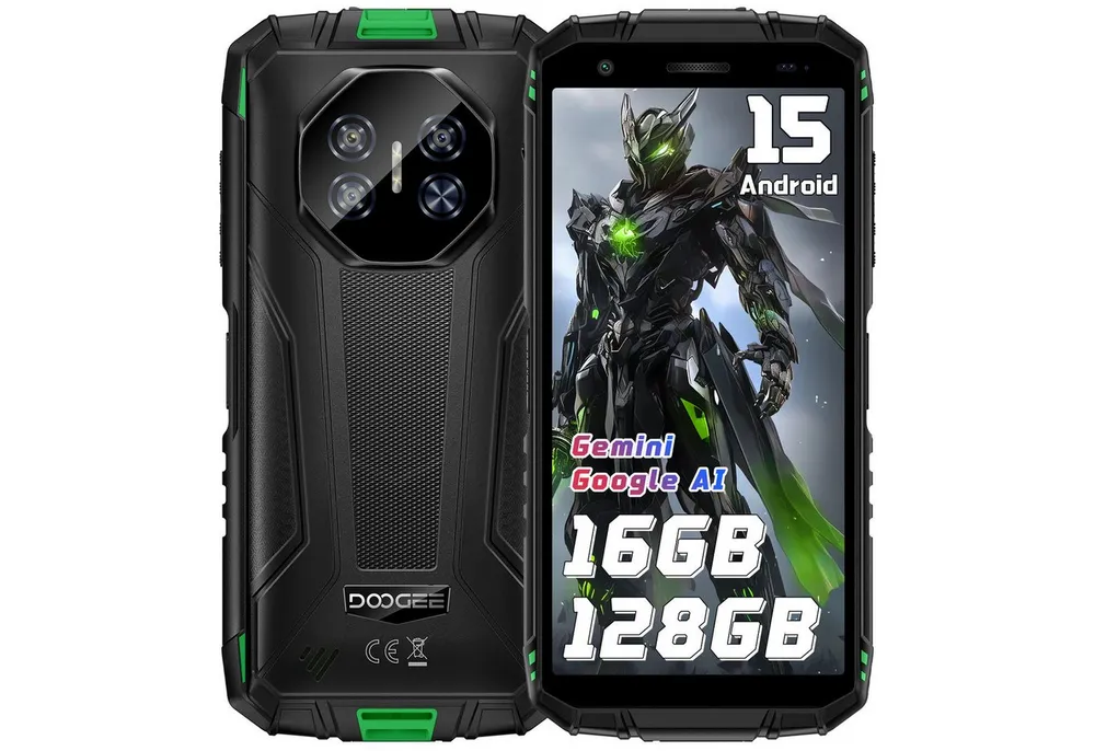 DOOGEE Fire 3 Pro 16GB RAM+128GB ROM Android 15 Outdoor Smartphone (13,96 cm/5.5 Zoll, 128 GB Speicherplatz, 16 MP Kamera, 5,5'' Display, IP68/IP69, 16MP Kamera, 8350mAh, NFC, OTG, GPS)