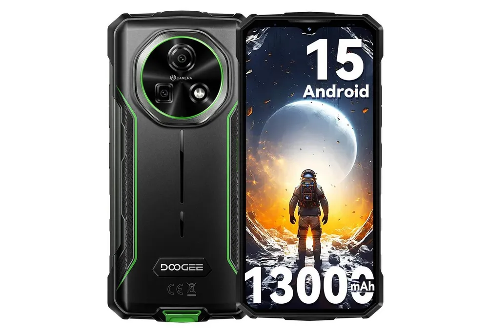 DOOGEE FIRE 5 12GB RAM+64GB ROM, 13000 mAh Akku Outdoor Smartphone (16,76 cm/6.6 Zoll, 64 GB Speicherplatz, 13 MP Kamera, IP68 Wasserdicht Baustellenhandy, Android 15, NFC, OTG, GPS)