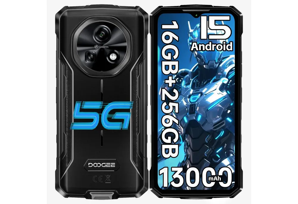 DOOGEE Fire 7 5G Android 15 Outdoor Smartphone (16,76 cm/6.6 Zoll, 256 GB Speicherplatz, 64 MP Kamera, 13000mAh, 16GB+256GB, IP68/IP69K, 64MP Kamera, NFC, GPS)