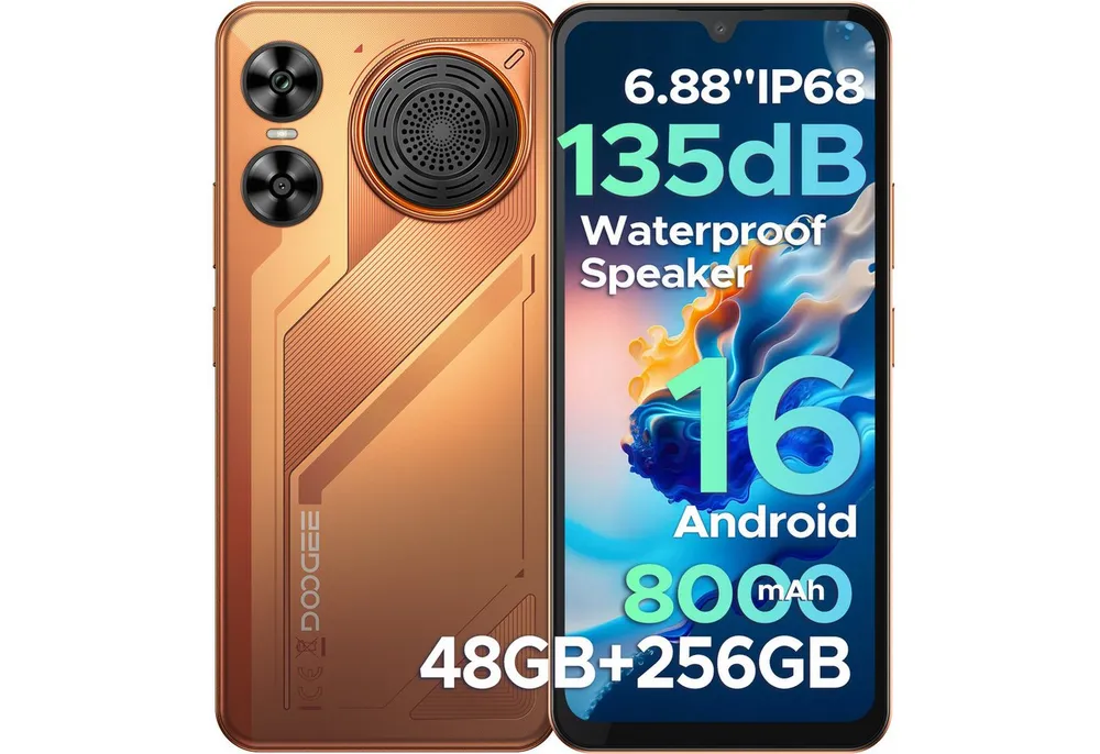 DOOGEE M30 Android 16 Handy,IP68, 6,88" 33W mit Lautsprecher 256GB Smartphone (6.88 Zoll, 256 GB Speicherplatz, 64 MP Kamera, 6+256GB, 2TB, Dual-SIM, 135dB, NFC/Fingerabdruck/Gesichtserkennung)
