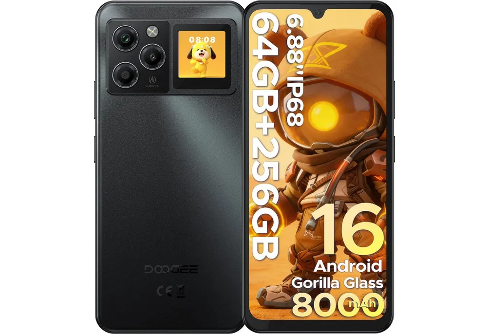 DOOGEE M30Pro Handy 8000mAh, IP68, 33W, 1.3" Zweitdisplay, 6.88", Android 16 Smartphone (6.88 Zoll, 256 GB Speicherplatz, 64 MP Kamera, 120Hz Display, 64+ 256GB, Unisoc T7280, NFC, Fingerabdruck & Face ID)