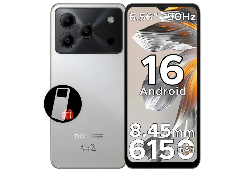 DOOGEE Note 56 Android 16 Handy Ohne Vertrag, 6150mAh, 6.56" 90Hz HD Smartphone (6.56 Zoll, 64 GB Speicherplatz, 8 MP Kamera, 3GB+64GB Speicher, 4G Dual SIM, 8,45mm dünn, Face ID, GPS)