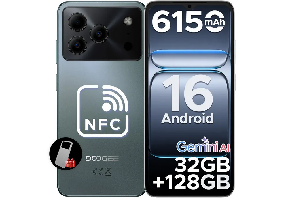 DOOGEE NOTE 56 Pro 6.56" Handy Android 128GB 6150mAh 13MP+90Hz ohne vertrag Smartphone (16,6 cm/6.56 Zoll, 128 GB Speicherplatz, 13 MP Kamera, 4GB+128GB,13+8MP,WIF 5G Android Handy ohne vertrag smartphone)