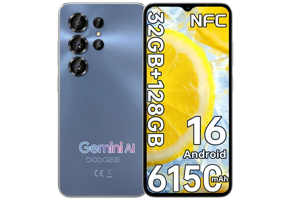 DOOGEE NOTE 56X Pro 32GB RAM+128GB ROM Handy Ohne Vertrag Android 16 Smartphone (16,66 cm/6.56 Zoll, 128 GB Speicherplatz, 13 MP Kamera, 6,56'' HD+ Display, 6150mAh, Gemini AI, NFC, GPS, 4G Dual SIM)