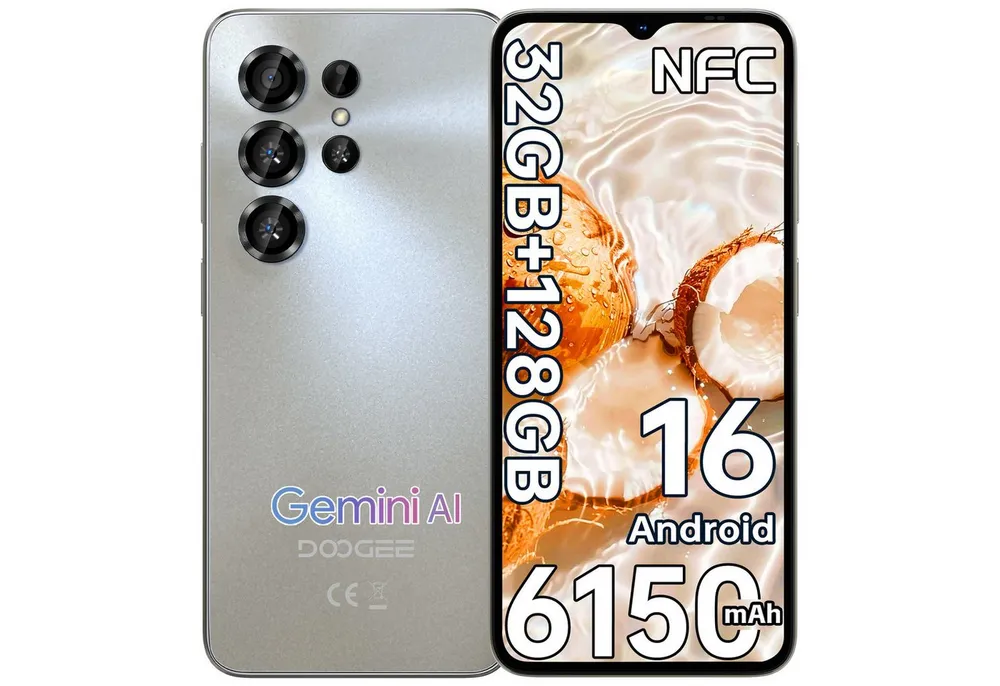DOOGEE NOTE 56X Pro 32GB RAM+128GB ROM Handy Ohne Vertrag Android 16 Smartphone (16,66 cm/6.56 Zoll, 128 GB Speicherplatz, 13 MP Kamera, 6,56'' HD+ Display, 6150mAh, Gemini AI, NFC, GPS, 4G Dual SIM)