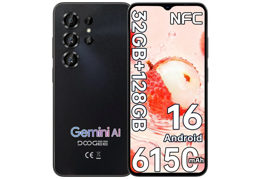 DOOGEE NOTE 56X Pro 32GB RAM+128GB ROM Handy Ohne Vertrag Android 16 Smartphone (16,66 cm/6.56 Zoll, 128 GB Speicherplatz, 13 MP Kamera, 6,56'' HD+ Display, 6150mAh, Gemini AI, NFC, GPS, 4G Dual SIM)