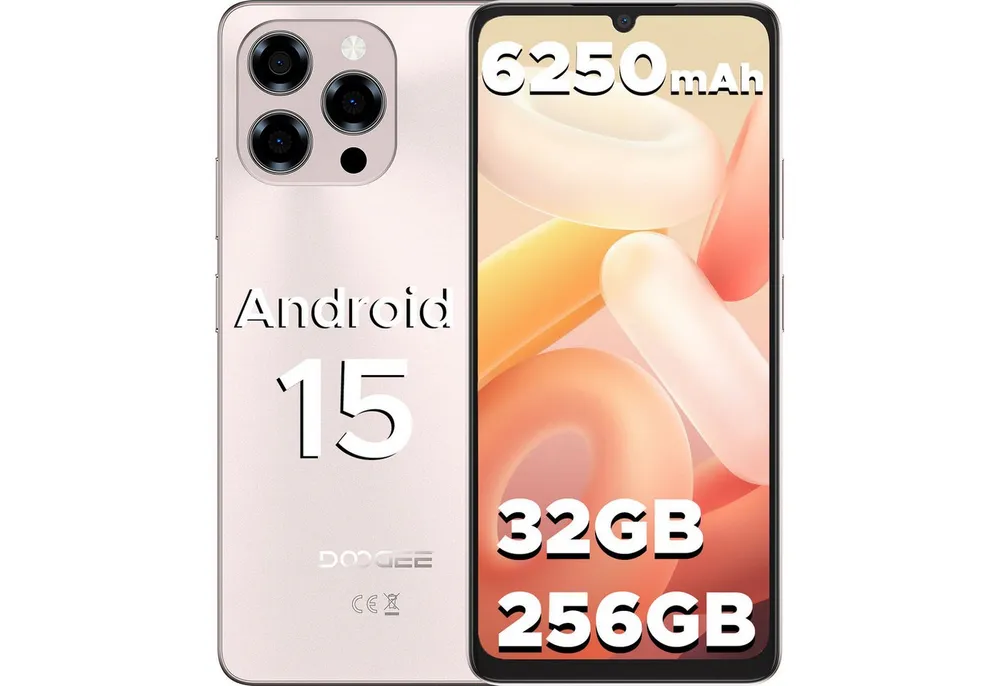 DOOGEE NOTE 58 PRO Android 15, 256GB Octa Core 6.75" HD+ 90Hz Ohne Vertrag Smartphone (6.75 Zoll, 256 GB Speicherplatz, 16 MP Kamera, 6250mAh Akku, 16MP+8MP Kamera, Dual SIM, NFC, Fingerabdruck)