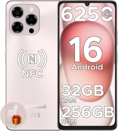 DOOGEE NOTE 58 PRO Android 16 Handy Ohne Vertrag, 256GB, 6250mAh, 90Hz Smartphone (6.75 Zoll, 256 GB Speicherplatz, 16 MP Kamera, 6.75" HD+, 16MP+8MP Kamera, Dual SIM, NFC, 4G, Fingerabdruck)
