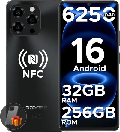 DOOGEE NOTE 58 PRO Android 16 Handy Ohne Vertrag, 256GB, 6250mAh, 90Hz Smartphone (6.75 Zoll, 256 GB Speicherplatz, 16 MP Kamera, 6.75" HD+, 16MP+8MP Kamera, Dual SIM, NFC, 4G, Fingerabdruck)