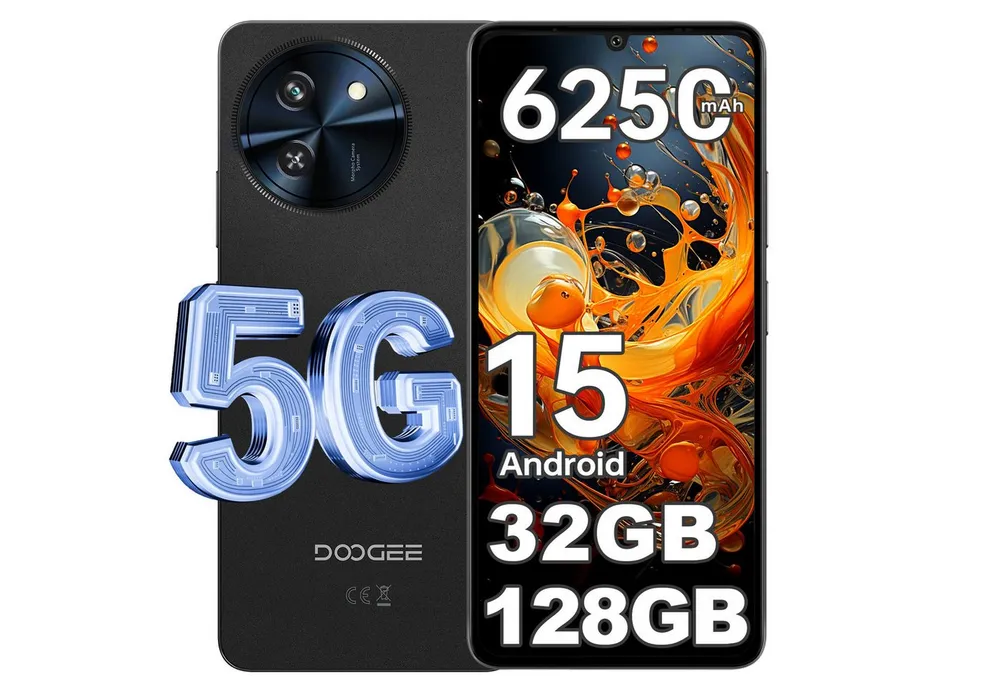 DOOGEE Note 59 32GB RAM+128GB ROM/2TB-TF 5G Smartphone (17,15 cm/6.75 Zoll, 128 GB Speicherplatz, 16 MP Kamera, Android 15, 6250mAh, 6.75" HD+ 120Hz, NFC, GPS, Face Unlock)