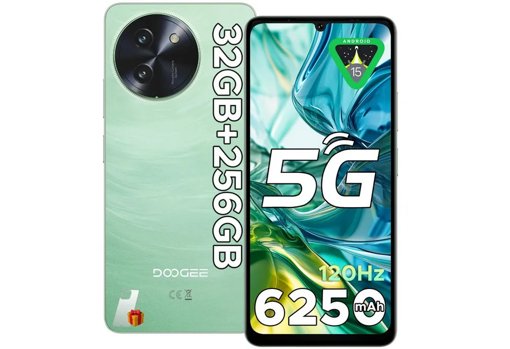 DOOGEE NOTE 59 PRO, Android 15, 5G 8 GB RAM + 256 GB ROM/TF 2 TB Smartphone (6.75 Zoll, 256 GB Speicherplatz, 16 MP Kamera, 120 Hz Display + 6,75 Zoll HD, 4K Video/NFC/Dual SIM/Widevine L1)