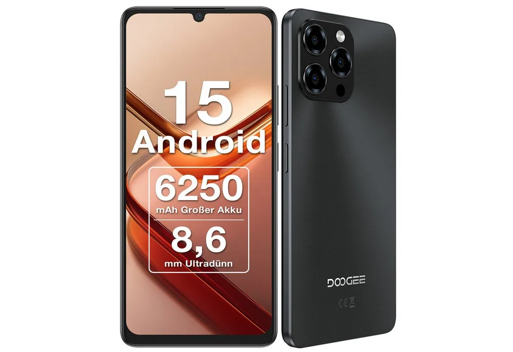 DOOGEE NOTE58, Handy ohne Vertrag, 128GB/2TB TF, 6250mAh, 6.75" HD, 90Hz Smartphone (17,1 cm/6.75 Zoll, 128 GB Speicherplatz, 8 MP Kamera, 6.75" HD+ 16MP+8MP, Dual SIM 4G Simlockfreie Handys,OTG, GPS, Face ID)