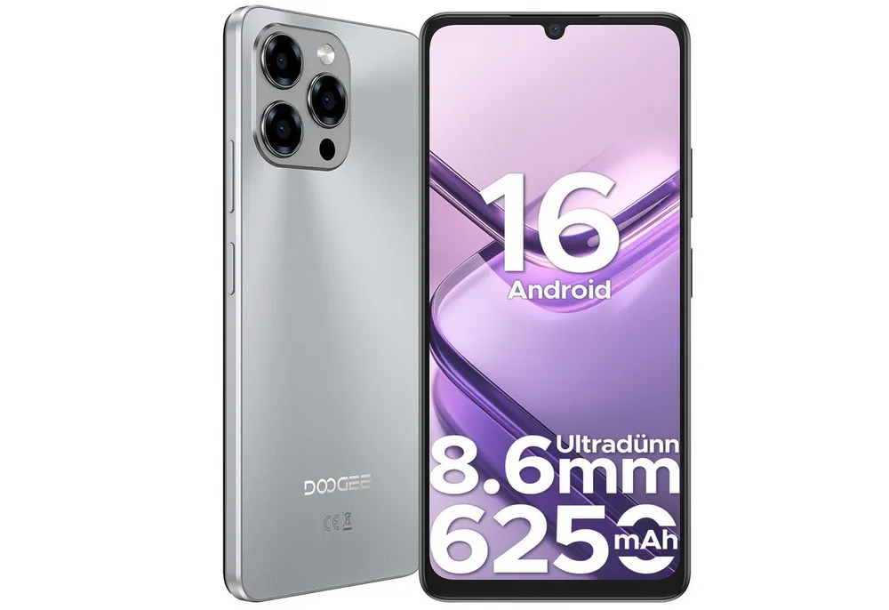 DOOGEE NOTE58, Handy ohne Vertrag, 128GB/2TB TF, 6250mAh, 6.75" HD, 90Hz Smartphone (17,1 cm/6.75 Zoll, 128 GB Speicherplatz, 8 MP Kamera, 6.75" HD+ 16MP+8MP, Dual SIM 4G Simlockfreie Handys,OTG, GPS, Face ID)