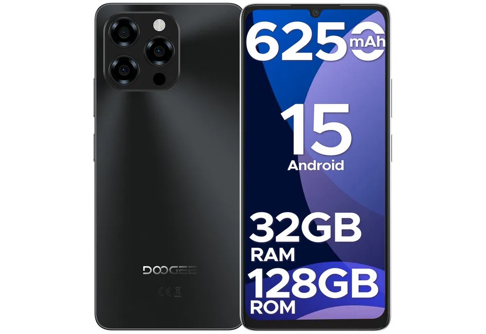 DOOGEE NOTE58, Handy ohne Vertrag, 6250mAh, 6.75" HD, 90Hz,128GB/2TB TF Smartphone (17,1 cm, 8 MP Kamera, 6.75" HD+ 16MP+8MP, Dual SIM 4G Simlockfreie Handys,OTG, GPS, Face ID)