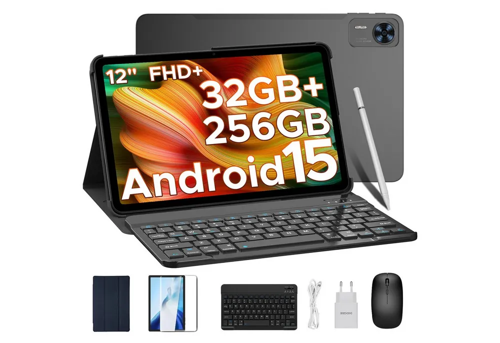 DOOGEE T36 Android 15 Tablet mit Tastatur/Stift/Maus/Hülle, 8+256 GB Games Tablet (12", 256 GB, 15, 4G, 12"FHD+ Display,8800 mAh, 10-W-Schnellladefunktion,7,9 mm ultradünn)