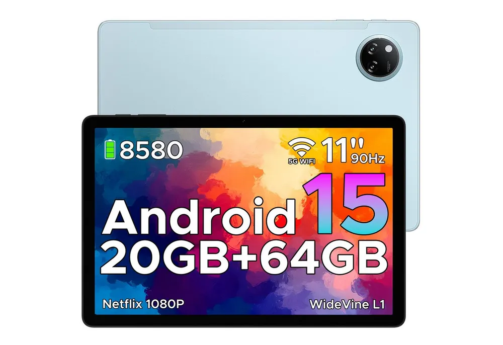 DOOGEE Tab A9 PLUS Android Tablet 11 Zoll, 4GB RAM+64GB ROM(TF 2TB) Tablet (11", 64 GB, Android 15, WiFi, WiFi5, 90Hz-1080P, WidevineL1/Face ID/OTG/GPS/Dual Speaker)
