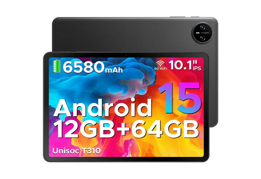 DOOGEE TAB A9 Tablet 10 Zoll, Android Tablet, 64GB ROM (TF 2TB), 5G WiFi Tablet (10.1", 64 GB, Android 15, Wifi, Android 15, 12(3+9)GB RAM, 8MP Kamera, GMS, Bluetooth 5.0, Face ID)