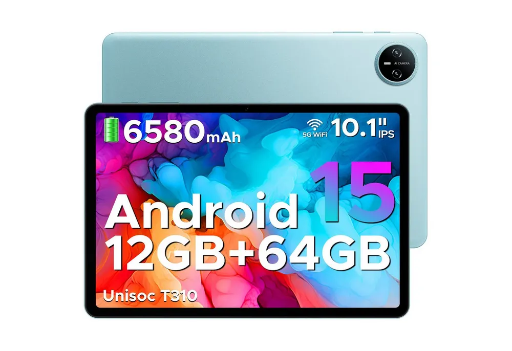 DOOGEE TAB A9 Tablet 10 Zoll, Android Tablet, 64GB ROM (TF 2TB), 5G WiFi Tablet (10.1", 64 GB, Android 15, Wifi, Android 15, 12(3+9)GB RAM, 8MP Kamera, GMS, Bluetooth 5.0, Face ID)