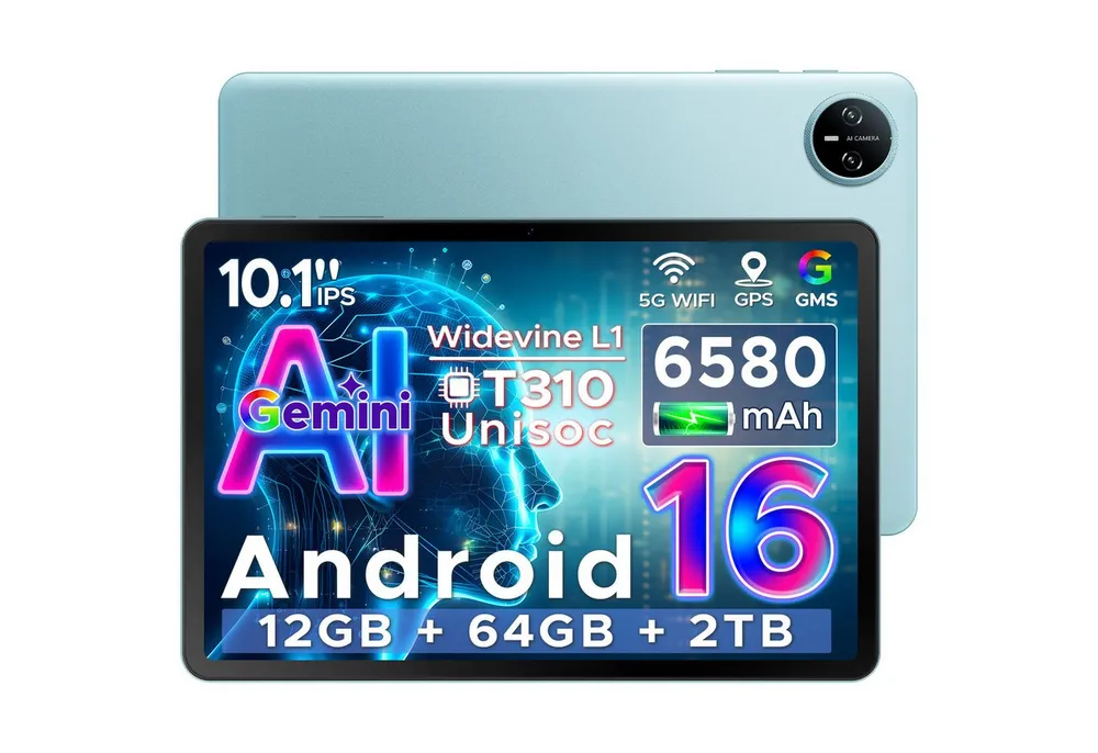 DOOGEE TAB A9 Tablet 10 Zoll, Android Tablet, 64GB ROM (TF 2TB), 5G WiFi Tablet (10.1", 64 GB, Android 16, Wifi, Android 16, Gemini AI, 8MP Kamera, Type-C, GMS, Bluetooth 5.0, Face ID)