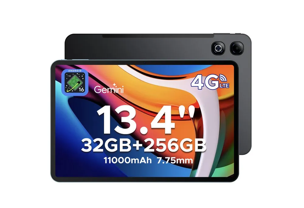 DOOGEE TABG6MAX 11000mAh Android 16 Tablet 256GB 13.4'' FHD+ 90Hz Gaming Tablet (13.4", 256 GB, Android 16, 4G, 13MP+8MP, Android 16, SIM-Karten-Support, Gemini AI)