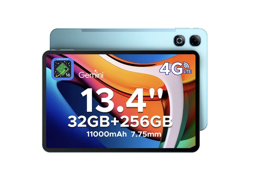 DOOGEE TABG6MAX 11000mAh Android 16 Tablet 256GB 13.4'' FHD+ 90Hz Gaming Tablet (13.4", 256 GB, Android 16, 4G, 13MP+8MP, Android 16, SIM-Karten-Support, Gemini AI)
