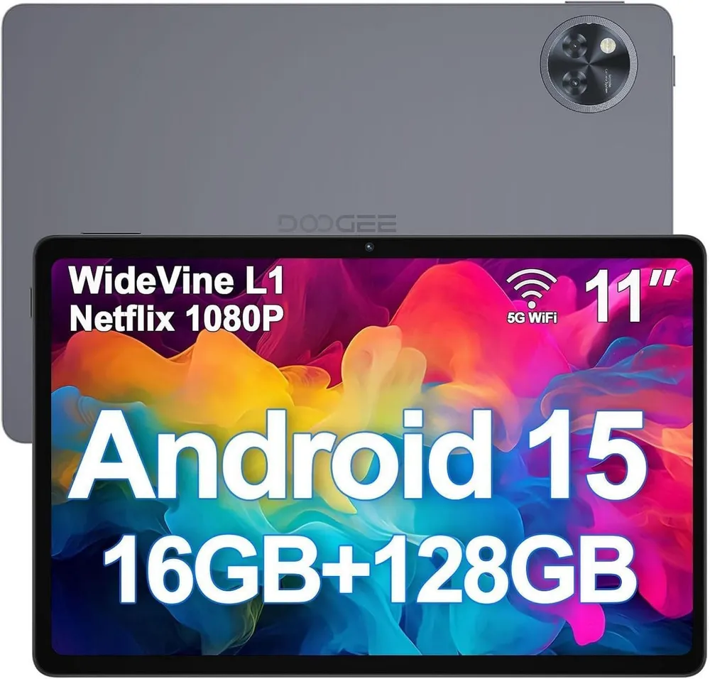 DOOGEE U11 Android Tablet 11 Zoll, 8580mAh, 4GB+128GB/2TB, Gemini AI, 90Hz Tablet (11", 4 GB, Android 15, 13MP+5MP,Octa-Core Tablets PC 2.4G/5G WLAN /GPS/Face ID/OTG)