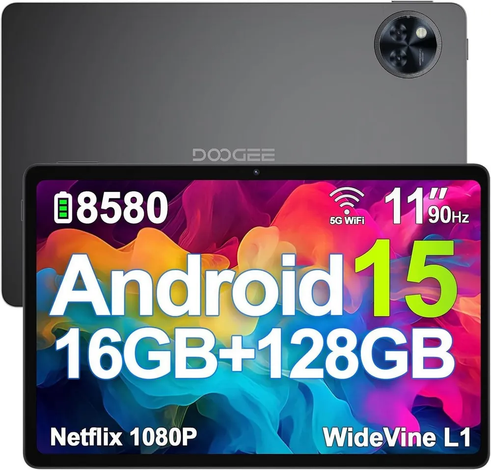 DOOGEE U11 Android Tablet 11 Zoll, 8580mAh, 4GB+128GB/2TB, Gemini AI, 90Hz Tablet (11", 4 GB, Android 15, 13MP+5MP,Octa-Core Tablets PC 2.4G/5G WLAN /GPS/Face ID/OTG)