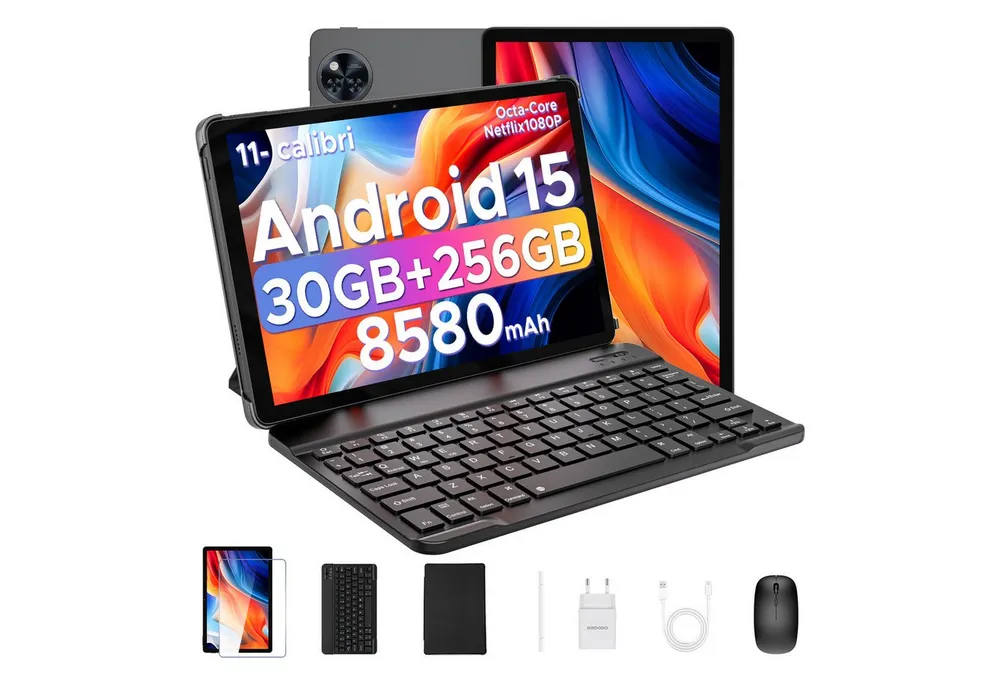 DOOGEE U11 Pro Android 15 Tablet mit Tastatur, Stift, Maus, Hülle, 11 Zoll Tablet (11", 256 GB, Android 15, WIFI, 13MP+5MP, 5G WiFi/Widevine L1/ GPS/Face ID/OTG)