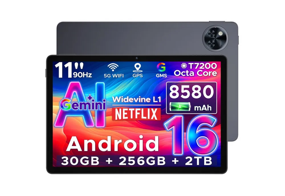 DOOGEE U11 Pro Android 16 Tablet mit Tastatur, Stift, Maus, Hülle, 11 Zoll Tablet (11", 256 GB, Android 16, WIFI, 8580mAh, 90Hz, 13MP+5MP, 5G WiFi/Widevine L1/ GPS/Face ID/OTG)