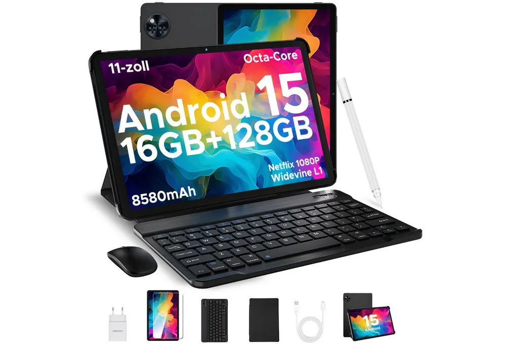 DOOGEE U11 Tablet 11 Zoll mit Tastatur, Stift, 128GB, 8580mAh, Gemini AI Tablet (11", 128 GB, Android 15, 16 GB RAM