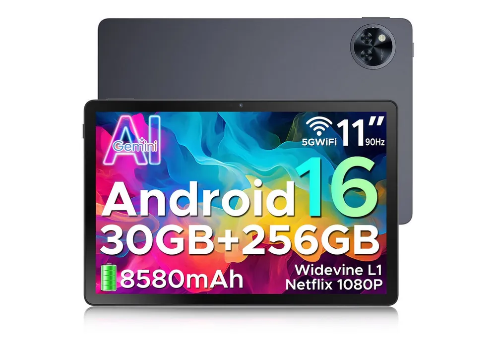 DOOGEE U11Pro Android 15/16 tablet 11 Zoll, 30GB RAM (6+24GBerweitert), 90Hz Tablet (11", 256 GB, Android 16, WIFI, 256 GB, 8580mAh, WIFI, 13MP+5MP, 5G WiFi/Widevine L1/ GPS/Face ID/OTG)