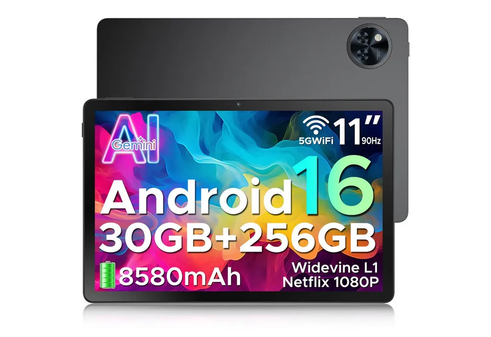 DOOGEE U11Pro Android 15/16 tablet 11 Zoll, 30GB RAM (6+24GBerweitert), 90Hz Tablet (11", 256 GB, Android 16, WIFI, 256 GB, 8580mAh, WIFI, 13MP+5MP, 5G WiFi/Widevine L1/ GPS/Face ID/OTG)