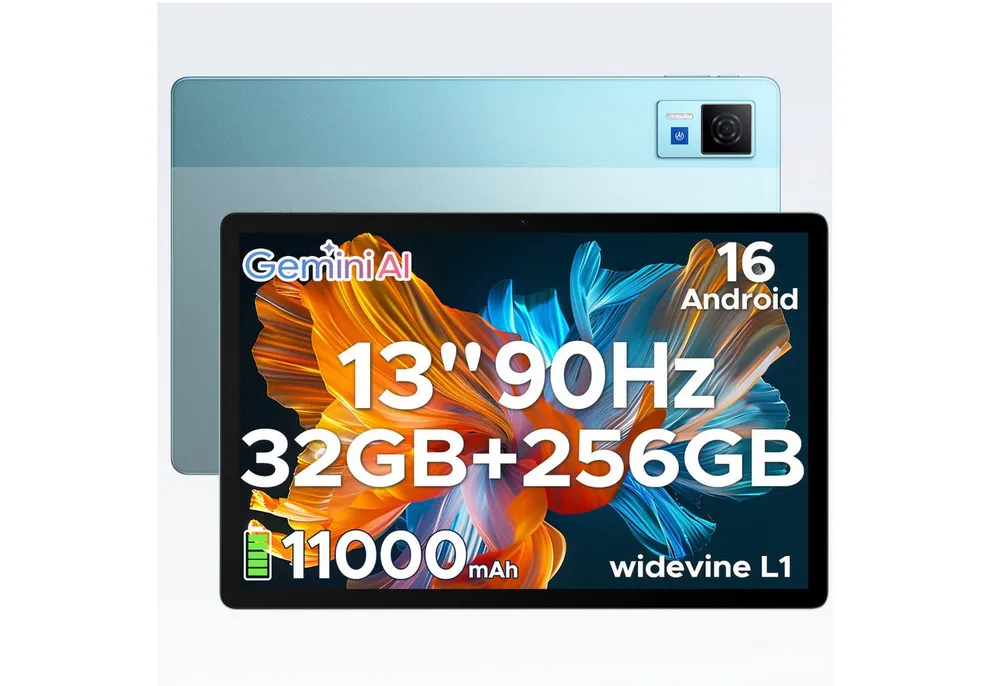 DOOGEE U13 Android 16 Tablet mit tastatur, 13 Zoll, 6+256GB, 11000mAh, gaming Tablet (13", Android 16, 90Hz, 13MP+8MP, ultradünn 7,8mm, WiFi5, GPS, Face ID, OTG, FM)