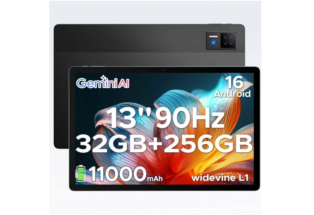 DOOGEE U13 Android 16 Tablet mit tastatur, 13 Zoll, 6+256GB, 11000mAh, gaming Tablet (13", Android 16, 90Hz, 13MP+8MP, ultradünn 7,8mm, WiFi5, GPS, Face ID, OTG, FM)