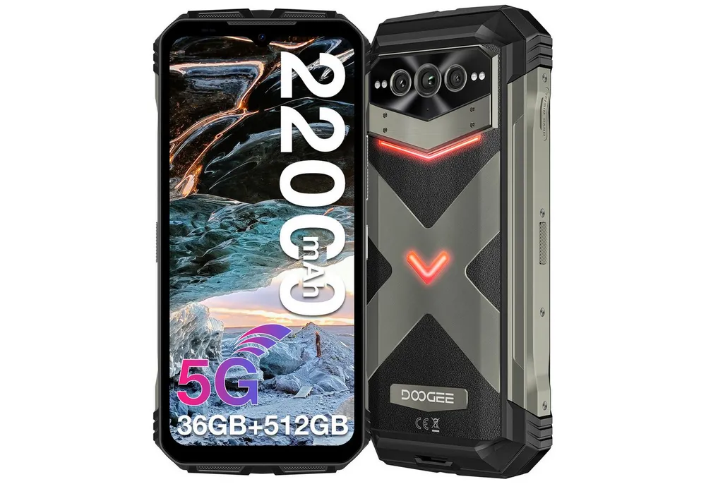 DOOGEE VMAX Plus 5G Outdoor Handy, 22000mAh, 512GB, 200MP Kamera Smartphone (6.58 Zoll, 512 GB Speicherplatz, 200 MP Kamera, 6,58" FHD+ 120Hz, Android 14, Night Vision, NFC, Dual SIM, IP69K)