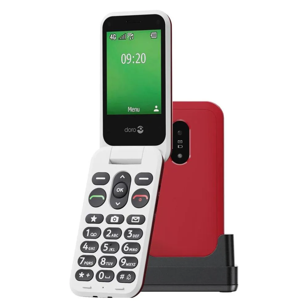 Telefon Doro Leva E22 Klapphandy 4G 2.8" TFT 128MB Rot Weiß Tastengroß USB-C