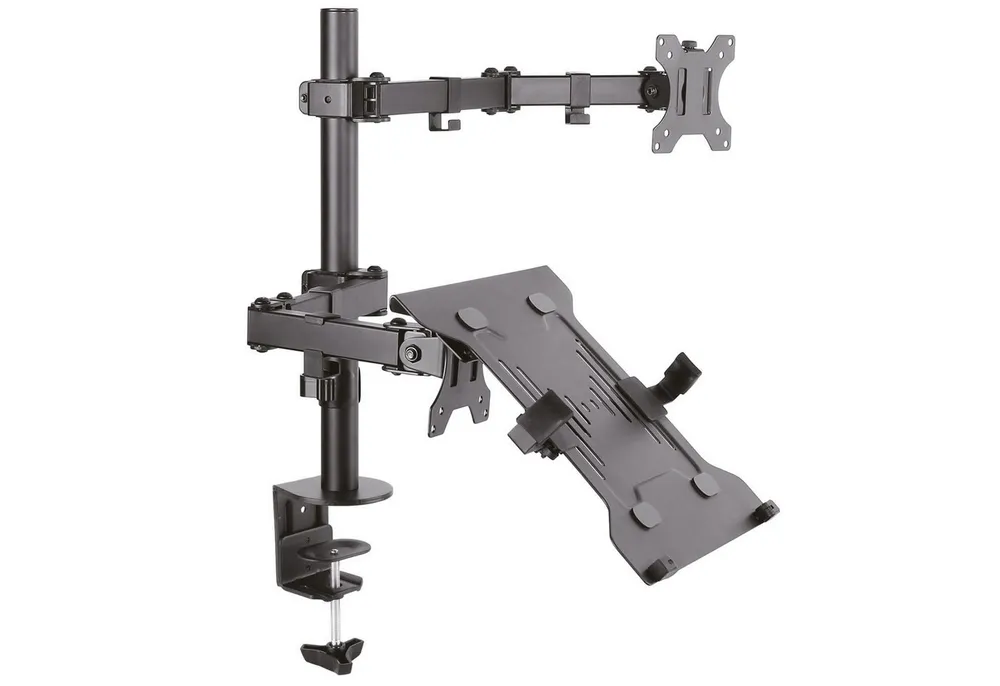 Drall Instruments Monitor-Halterung LT15-IP27B, (bis 32 Zoll, 1-tlg., Tischhalterung mit LCD LED Monitor Halter und Laptop Notebook Ablage)