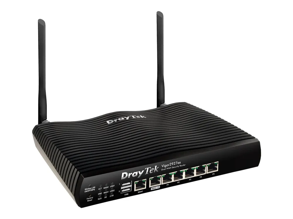 DrayTek Vigor 2927ax Wireless Router Switch mit 6 Ports, Schwarz