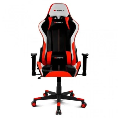 Drift DR175RED Silla Gaming Schwarz/Rot, Ergonomischer Profi-Stuhl, 2D-Armlehnen, PU-Polsterung, max. 150 kg