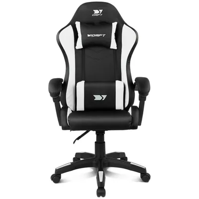 Stuhl Drift DR35 Gaming Schwarz Weiss Ergonomisch Verstellbar Kissen