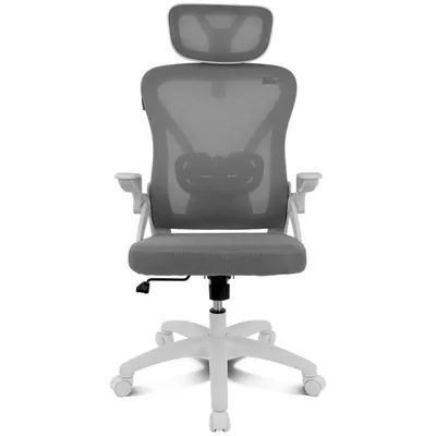 Bürostuhl DRAIR35 Ergonomisch Mesh Grau Weiß klappbare Armlehnen 120 kg Höhe verstellbar