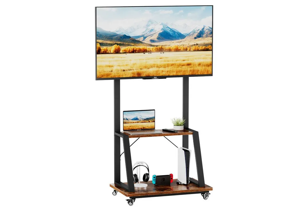 Dripex TV-Ständer mit Rollen Höhenverstellbar für 32-70 Zoll Fernseher, (bis 70 Zoll, Mobile TV Standfuß Rollbar)