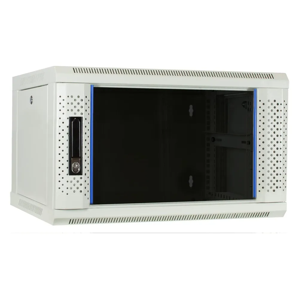 Dsit 6U witte wandkast / serverbehuizing - Set - met glazen deur - 600x450x368mm - 19 inch (6 HE, 19 Zoll Rack)