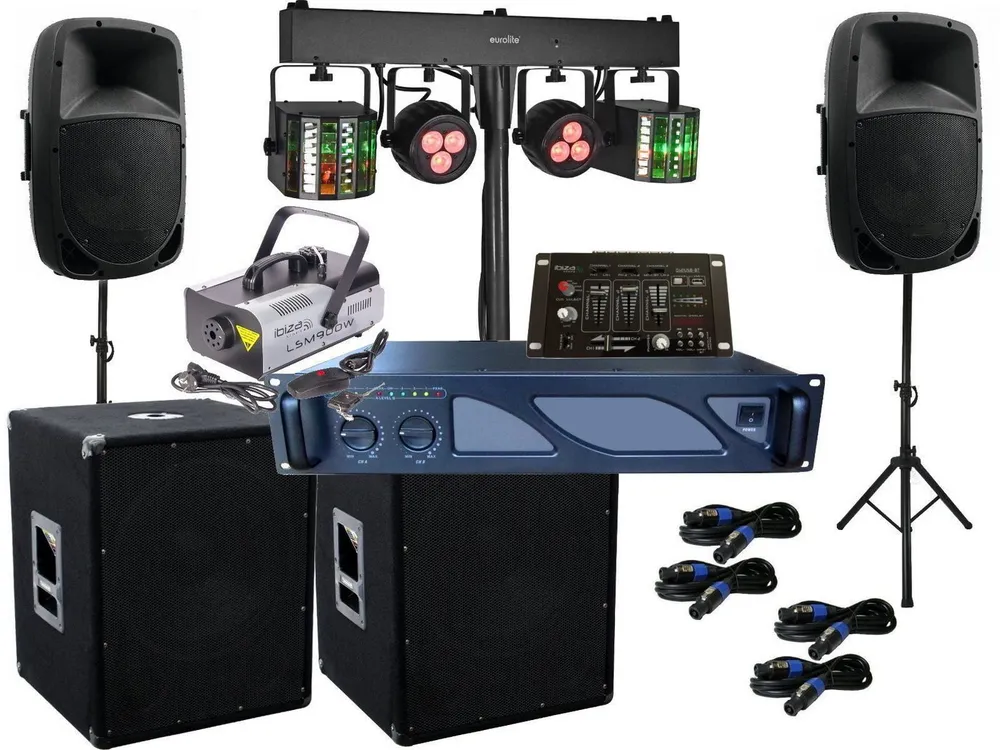 DSX DJ Komplett Set 19 Anlage Nebel LED Licht Verstärke Musikanlage Party-Lautsprecher (1500 W)