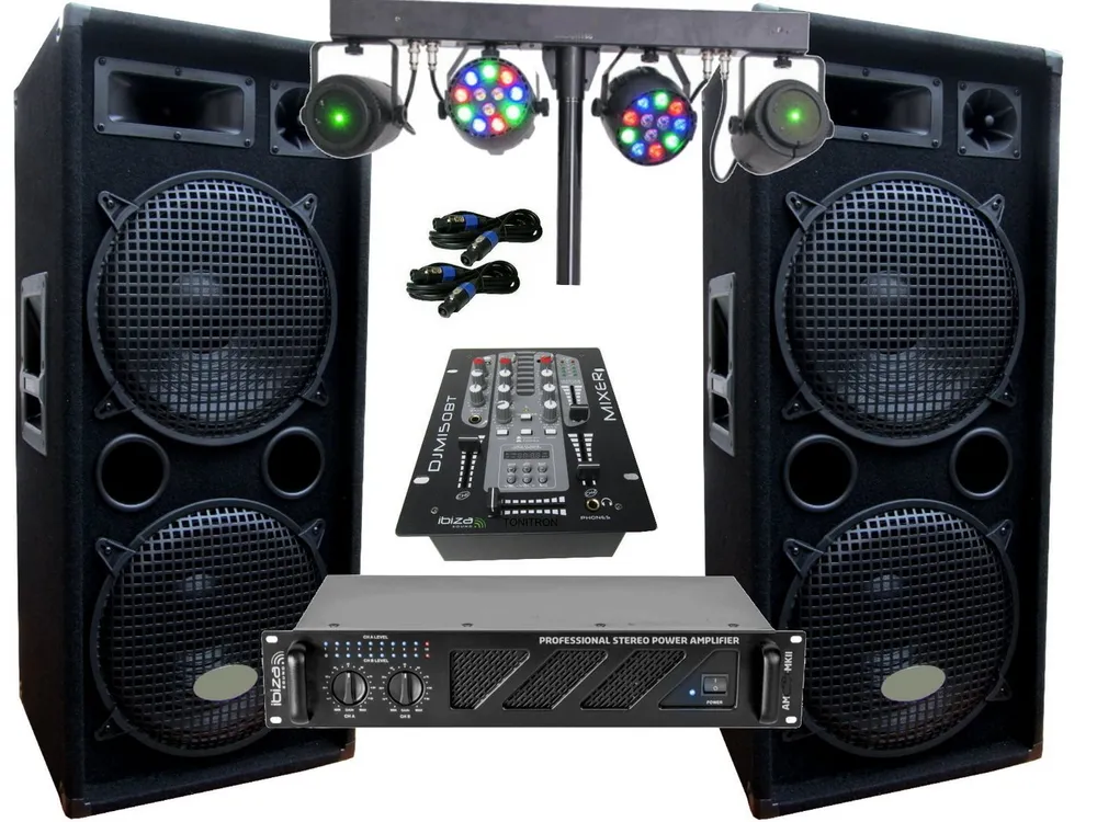 DSX PA Party DJ Disco Set Lautsprecher Mixer Bluetooth Verstärker Lichtset Party-Lautsprecher (1480.00 W)
