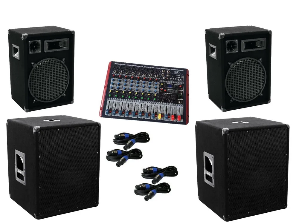 DSX Powermixer Musik Anlage 3 Wege Boxen Subwoofer 2900 W Party-Lautsprecher (1400 W)